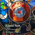 Joanne Makela's image consisting of a red dot surrounded by blue, surrounded by red.